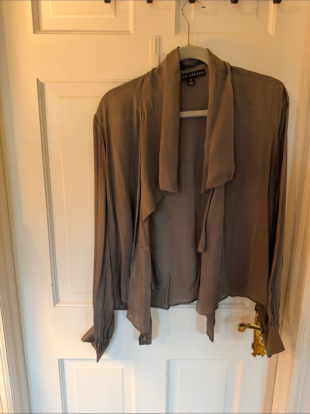 Ralph Lauren Taupe Open-Front Draped Blazer